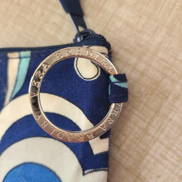 Vera Bradley Blue White and Green Floral Coin Purse Keychain - Picture 3 of 5